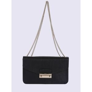 Furla Julia Onyx Saffiano Leather Chain Shoulder Bag Crossbody